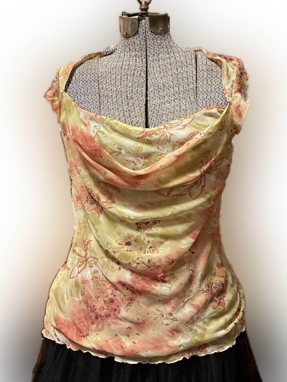 Vintage beaded cowl neck top